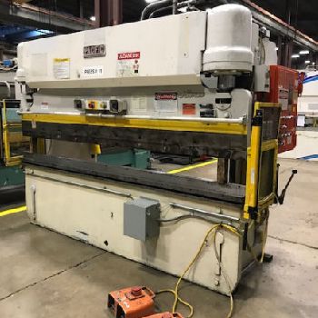 90 Ton,Pacific#J90-10H, hydraulic press brake,10â€™ OA,8â€™6" BH,7 stroke,6 throat,dual palm buttons,20 HP,one shot lube,#28230