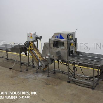 CMI Equipment &amp; Engineering Co., precision trimmer for topping &amp; tailing, 20-65 count per minute, automatic adjusting blades