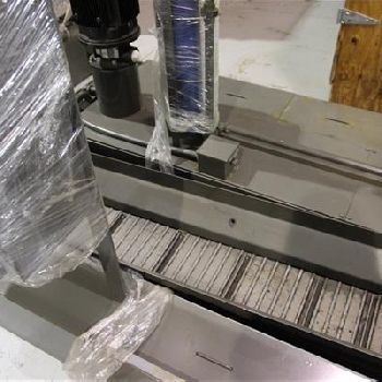 Shinjin#KH-80G, chip conveyor with 92" L x 53 W x 10 H tank, Shelco FOC-806-BR filter, S33421