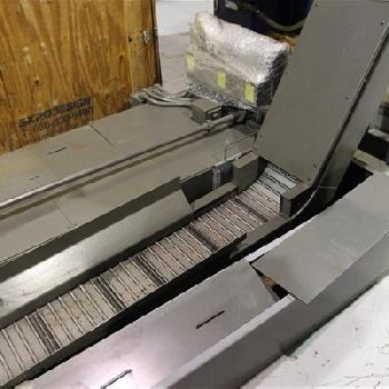 Shinjin#KH-80G, chip conveyor with 92" L x 53 W x 10 H tank, Shelco FOC-806-BR filter, S33421