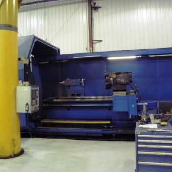 39" /120 x 98 /157Binns &amp; Berry#SBGLData 1000, univ gap lathe,5.9 bore,Fanuc 18iTA