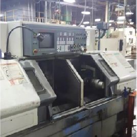 Mazak # DUAL-TURN-20, двухшпиндельный токарный станок с ЧПУ, поворот 12,6 ", 2 прутка, (2) 8 патронов, 1996 г.