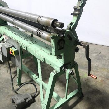 4’ x 16 ga.Pexto#418E, 3-rolls, 3" diameter rolls, mechanical, powered steel metal roll, foot switch, #10448