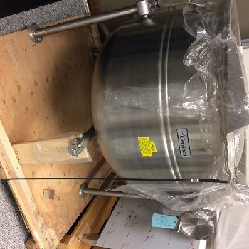 125 gal.Cleveland#KDL-125-T, Jacket 35 psi @ 281Â°F, Stainless Steel sanitary, tilting kettle