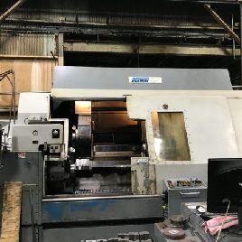 Warner & amp; Swasey # SC25, M4500 husillo hueco cama larga CNC de 4 ejes, 24 "4 mordazas, 8.375 orificio, 29 swing, 60 HP, # TW316