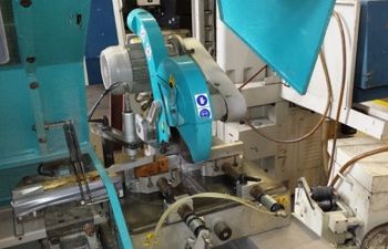 4-3/4"KMT#CT350A-NC, auto,non-ferrous,NC control,3600 RPM,14 blade,mitre,3HP,’06,#9605