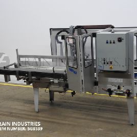 Wexxar#WF-2T, automatic, inline case erector and bottom tape sealer rated from 5-15 cases per minute (2 available)