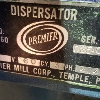 1.5 HPPremier#D25, high speed disperser,5 gal.,3450 RPM,208-230/460 V.,UL rated XP,Stainless Steel shaft,12" L w/dispersion blade