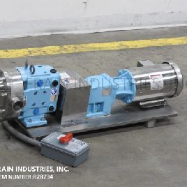 46 GPM a 200 psi, Waukesha # 40, bomba de desplazamiento positivo con piezas de contacto de acero inoxidable 316, cabezal de sellado de agua, unidad de 1 HP