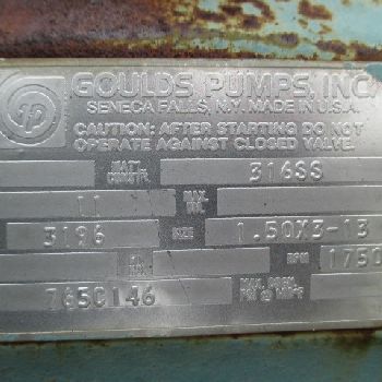 Goulds#3196, 1.5" centrifugal pump, 10 HP, #24727