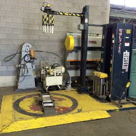 Wulftec#WLP-200, stretch wrapper, power elevation, 60" platen, controls
