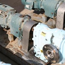 Waukesha#12T, rotary lobe pump, Stainless Steel, 2.5" inlet/outlet, on base w/7.5 HP motor, #35695