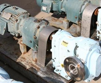 Waukesha#12T, rotary lobe pump, Stainless Steel, 2.5" inlet/outlet, on base w/7.5 HP motor, #35695
