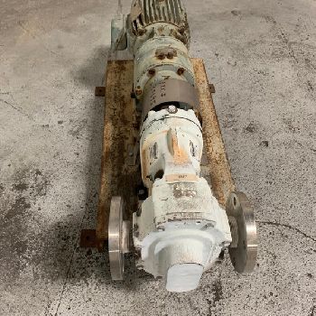Waukesha#12T, rotary lobe pump, Stainless Steel, 2.5" inlet/outlet, on base w/7.5 HP motor, #35695