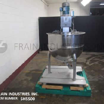 Groen#80TASP, 304 Stainless Steel double motion 1/2 jacketed kettle, 33" ID x 29 deep,bridge mounted anchor style sweep surface agitation