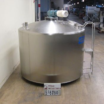 1600 gal.Walker, 316 Stainless Steel single wall, atmospheric, mixing tank, 84" ID x 68 straight wall, dome top (2 available)