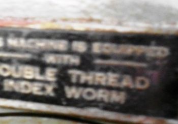 Barber-Colman#16-56, horizontal double thread index worm, 16" diameter, 1943, #4524