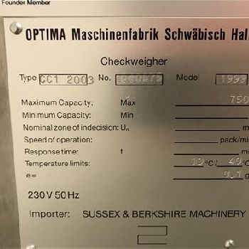 Optima CC1 Checkweigher