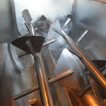 Velati Mixer300 twin shaft paddle mixer and tote bin hoist